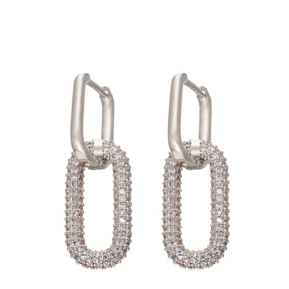 Boutique Jewelry - New 18k WGP Trendy Micro Pave Drop Earrings
